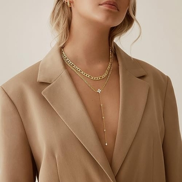 KissYan Y Shaped Gold Necklace for Women Adjustable & Elegant