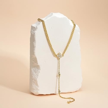 KissYan Y Shaped Gold Necklace for Women Adjustable & Elegant