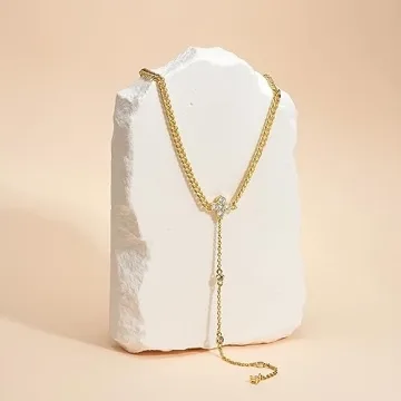 KissYan Y Shaped Gold Necklace for Women Adjustable & Elegant