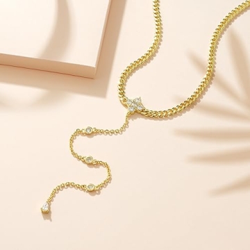 KissYan Y Shaped Gold Necklace for Women Adjustable & Elegant