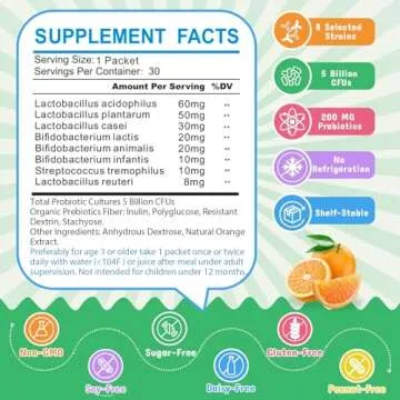 ZEBORA Kids Probiotic & Prebiotics Powder Age 3+ Support Children's Digestive & Immune System with N...