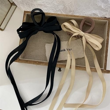 Agirlvct Hair Clip with Bow and Long Tail, 2 Pack, Large Hair Clips for Women Thick Hair, Hair Acces...