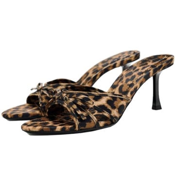 YIYA Women's Leopard Print Mules Heels - Chic & Stylish Footwear