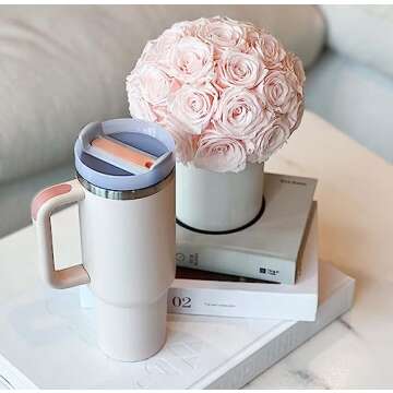 Monospace Essential Tumbler | Modern Stainless Steel 40oz Tumbler | Minimalistic, Insulated Large Tumbler (Rose Quartz)