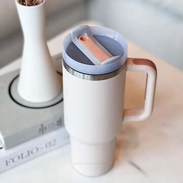 Monospace Essential Tumbler | Modern Stainless Steel 40oz Tumbler | Minimalistic, Insulated Large Tumbler (Rose Quartz)