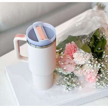 Monospace Essential Tumbler | Modern Stainless Steel 40oz Tumbler | Minimalistic, Insulated Large Tumbler (Rose Quartz)