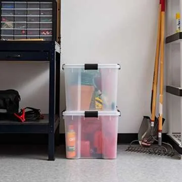 IRIS USA WeatherPro 74 Qt Storage Bins - Durable & Stackable