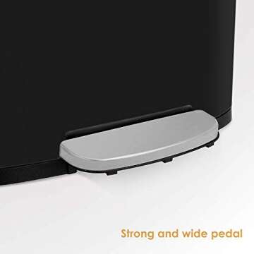 HEMBOR 13.2 Gallon(50L) Trash Can, Stainless Steel Rectangular Garbage Bin with Lid and Inner Bucket, Silent Open and Close Dustbin with Durable Pedal, Suit for Home Office Indoor Outdoor, Black