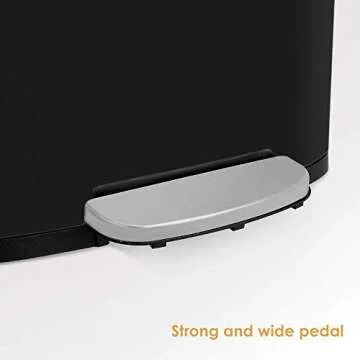 HEMBOR 13.2 Gallon(50L) Trash Can, Stainless Steel Rectangular Garbage Bin with Lid and Inner Bucket, Silent Open and Close Dustbin with Durable Pedal, Suit for Home Office Indoor Outdoor, Black