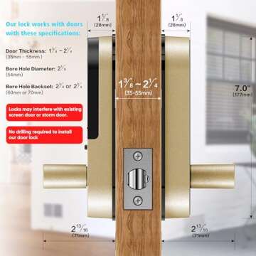 Keyless-Entry Fingerprint Smart Door Lock: Sifely Digital Electronic Lock with Code Passcode, Electric Door Knob, Biometric Door Handle Lock, Perfect for Exterior/Interior/Entry/Bedroom Doors (Gold)