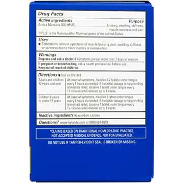 Hyland's Arnica 30x 50 Tablets (3 Pack = 150 Tablets), Bruising, Swelling, Muscle Pain Relief