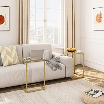 Stylish HOOBRO C-Shaped Gold End Table for Small Spaces