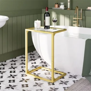 Stylish HOOBRO C-Shaped Gold End Table for Small Spaces