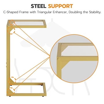 Stylish HOOBRO C-Shaped Gold End Table for Small Spaces