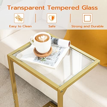 Stylish HOOBRO C-Shaped Gold End Table for Small Spaces