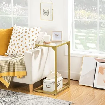 Stylish HOOBRO C-Shaped Gold End Table for Small Spaces