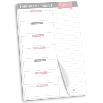 Bloom Daily Planners Weekly Meal Planning Pad - Magnetic & Perforated Grocery List