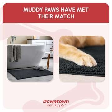 My Doggy Place Microfiber Dog Mat for Muddy Paws, 60" x 36" Charcoal - Non-Slip, Absorbent and Quick-Drying Dog Paw Cleaning Mat, Washer and Dryer Safe - X-Large/Runner
