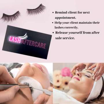 Lash Extension Aftercare Instructions Cards 100 Pack Eyelash After Care Card for Business Client Dou...