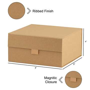 Elegant Brown Kraft Gift Box with Magnetic Closure 8x8 inches