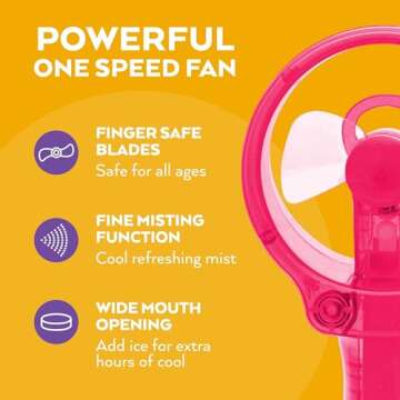 O2COOL Deluxe Handheld Battery Powered Water Misting Fan (Raspberry)