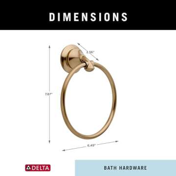 Delta Linden Towel Ring - Stylish Champagne Bronze Design