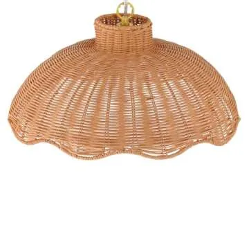 Creative Co-Op 60-Watt Small Scalloped Rattan Pendant Lighting, Natural