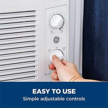 GE Window Air Conditioner Unit, 5,000 BTU for Small Rooms up to 150 sq ft. with Manual Adjustable Fan and Cooling Settings, Perfect for Small Bedroom or Living Room, Easy Install Kit Included, White