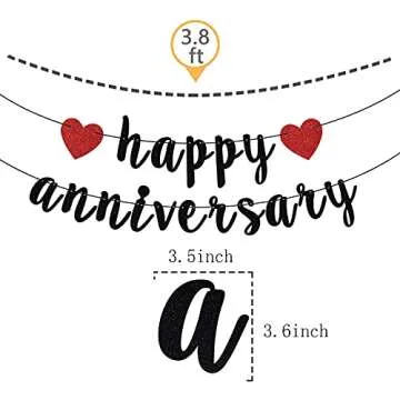 Happy Anniversary Banner, Anniversary Party Decorations, We Still Do, Happy Wedding Anniversary Party Decoration Supplies Black Red Glitter