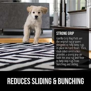GORILLA GRIP Extra Strong Rug Pad Gripper, Grips Keep Area Rugs Safe and in Place, Thick, Slip and Skid Resistant Pads for Hard Floors Under Carpet Mat Cushion and Hardwood Floor Protection 2x4 FT