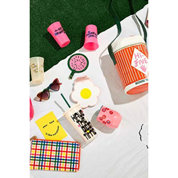 Ban.do Getaway Circle Suitcase Tag for Travel, Durable Vegan Leather Luggage Identifier, Watermelon