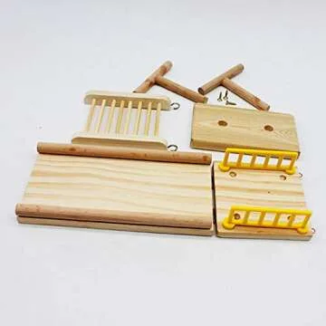 QBLEEV Bird Toys, Slide Training Ladder Trick Parrots Toys, Intelligence Educational Prop Table Cage Top Foot Toys, Birds Perch Platform for Conures Parakeets Cockatiels