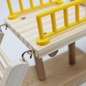 QBLEEV Bird Toys, Slide Training Ladder Trick Parrots Toys, Intelligence Educational Prop Table Cage Top Foot Toys, Birds Perch Platform for Conures Parakeets Cockatiels