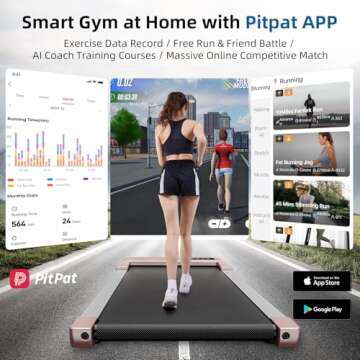 DeerRun Walking Pad, Under Desk Treadmill, Smart Treadmills for Home Office, Low Noise Portable Walk...