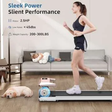 DeerRun Walking Pad, Under Desk Treadmill, Smart Treadmills for Home Office, Low Noise Portable Walking Pad Treadmill, Installation Free, 265-300lbs Capacity