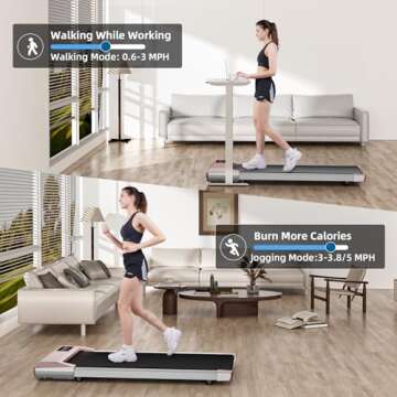 DeerRun Walking Pad, Under Desk Treadmill, Smart Treadmills for Home Office, Low Noise Portable Walking Pad Treadmill, Installation Free, 265-300lbs Capacity