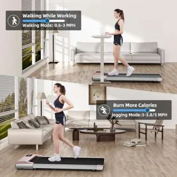 DeerRun Walking Pad, Under Desk Treadmill, Smart Treadmills for Home Office, Low Noise Portable Walking Pad Treadmill, Installation Free, 265-300lbs Capacity