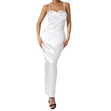 Luxurious White Corset Midi Dress for Formal Events