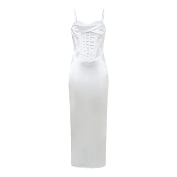 Luxurious White Corset Midi Dress for Formal Events