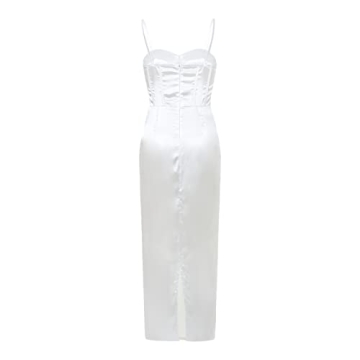 Luxurious White Corset Midi Dress for Formal Events
