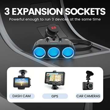Versatile YANTU 3-Socket Car Charger with USB Ports