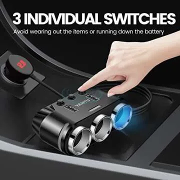Versatile YANTU 3-Socket Car Charger with USB Ports