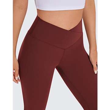 CRZ YOGA Womens Butterluxe Cross Waist Workout Leggings 25 Inches - V Crossover High Waisted Gym Yoga Noctilucence Red Small