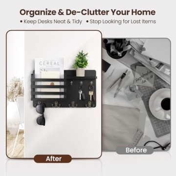 Nekon Wall Mail Organizer with Floating Shelf for Keys