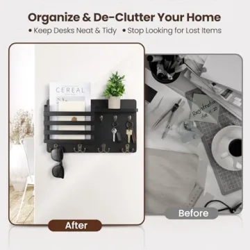Nekon Wall Mail Organizer with Floating Shelf for Keys