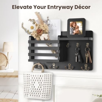 Nekon Wall Mail Organizer with Floating Shelf for Keys