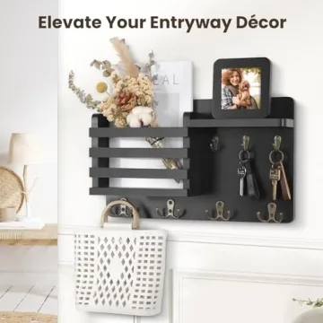 Nekon Wall Mail Organizer with Floating Shelf for Keys