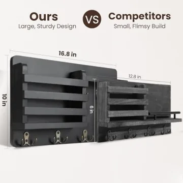 Nekon Wall Mail Organizer with Floating Shelf for Keys