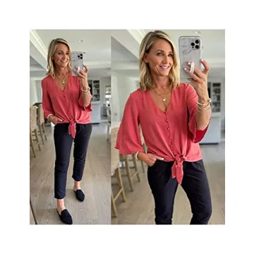 Luvamia Women's V Neck Blouse - Flattering Summer Fashion