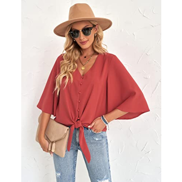 Luvamia Women's V Neck Blouse - Flattering Summer Fashion